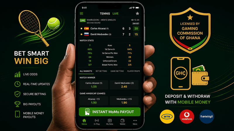 Tennis betting mobile UI vector