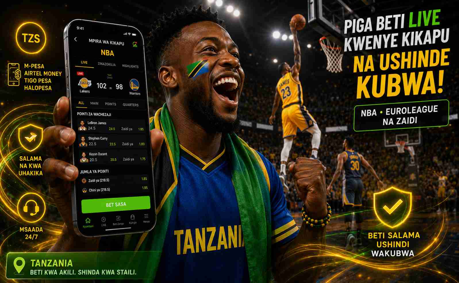 mshabiki wa betting akiwa na smartphone