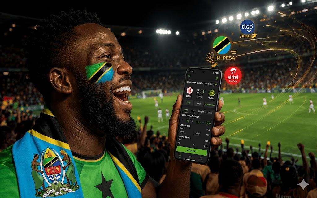 Tanzania football fan with betting app