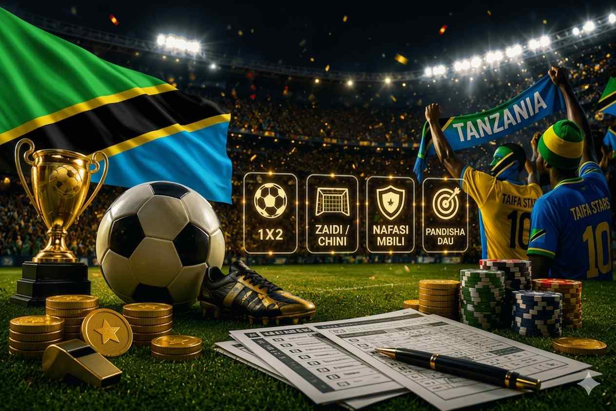 Football betting app on smartphone with Tanzania