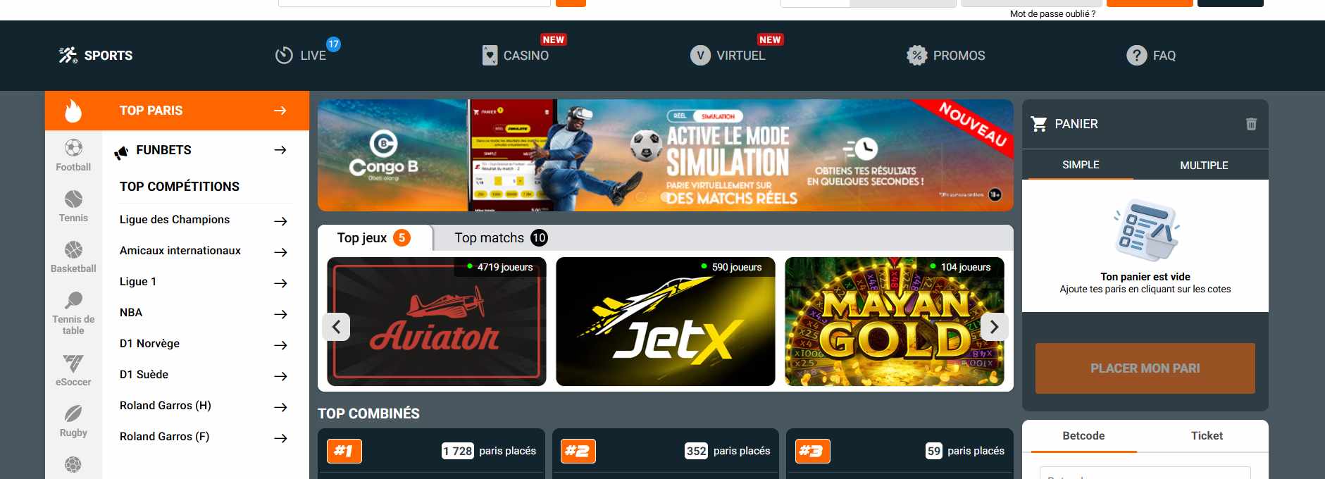 Congo bet en ligne apk, Congo bet match du jour, paris sportif congo