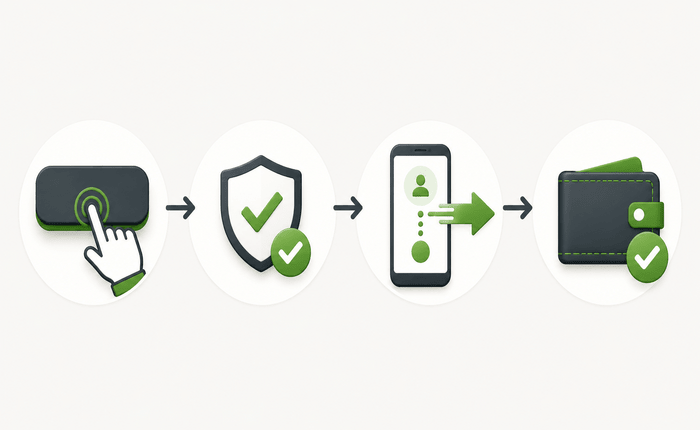 Four stages of betting withdrawal processing from request submission to funds reaching a mobile wallet