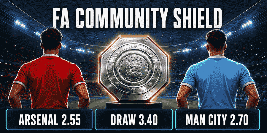 Arsenal vs Manchester City — 2026 FA Community Shield betting preview and odds for Kenyan punters